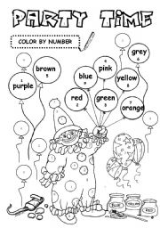 English Worksheet: Party Time - Colours