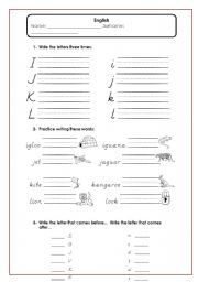 English Worksheet: alphabet I-L