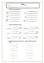 English Worksheet: alphabet - U-Z