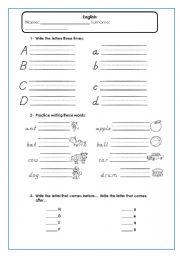 English Worksheet: alphabet - A-D