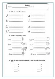 English worksheet: alphabet - A-D