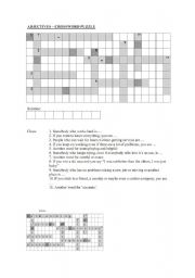 English Worksheet: adjectives crossword puzzle