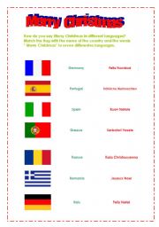 English worksheet: Merry Christmas in different languages