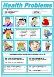 English Worksheet: Health Problems and HealthTips