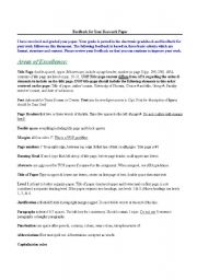 English Worksheet: APA feedback guidelines