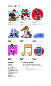 English Worksheet: Do you enjoy...?