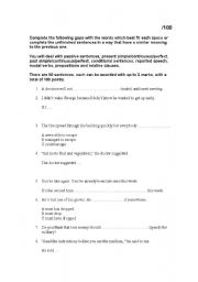 English Worksheet: Global grammar test intermediate