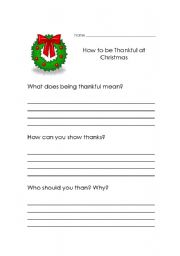 English worksheet: How to be Thankful at Christmas