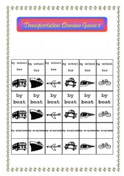 English Worksheet: Transportatiion Domino Game 1/2