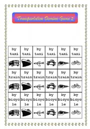 English Worksheet: Transportation Domino Game 2/2