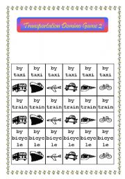 English worksheet: Transportation Domino Game 2/2