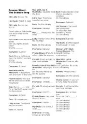 English Worksheet: On the Subway- Sesame St Song Gap Fill