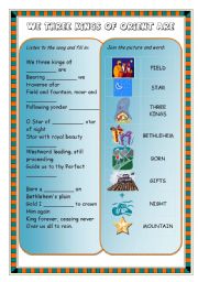 English Worksheet: Christmas songs and carols (song) - WE THREE KINGS