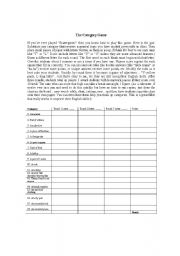 English worksheet: Category Game