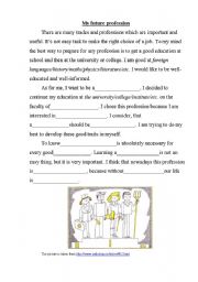 English Worksheet: My future profession