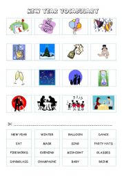 English Worksheet: NEW YEAR VOCABULARY (cut and paste) - part 3