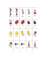 English Worksheet: Toys - memory game