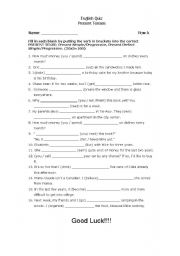 English Worksheet: Present Tenses Quiz