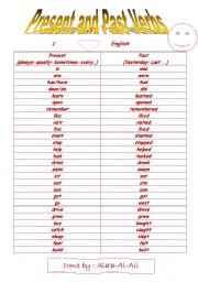 English worksheet: present and past form