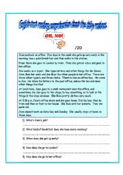 English Worksheet: reading comprehension test about the daily routines