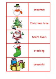English Worksheet: CHRISTMAS FLASH CARDS