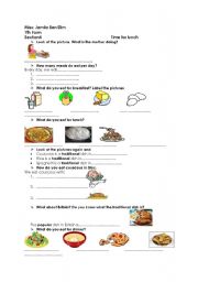 English Worksheet: time for lunch