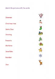 English worksheet: CHRISTMAS MATCHING