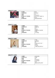 English Worksheet: identity cards