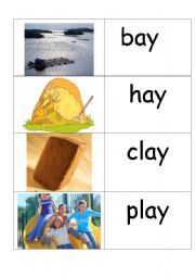 English Worksheet: word /picture cards containing ay phonics