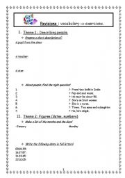 English worksheet: Revisiosn vocabulary second year