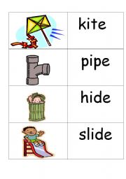 English Worksheet: word /picture cards containing i-e phonics