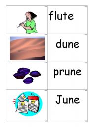 English Worksheet: word /picture cards containing u-e phonics