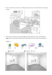 English Worksheet: My room-preposition