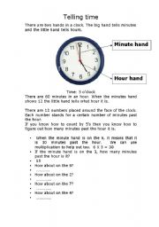 English worksheet: time telling