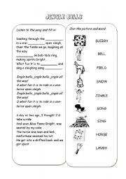 English Worksheet: Christmas songs and carols - JINGLE BELLS (black and white)