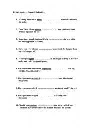 English Worksheet: infinitive gerund sentences. Fill in hte gaps