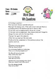 English Worksheet: wh questions