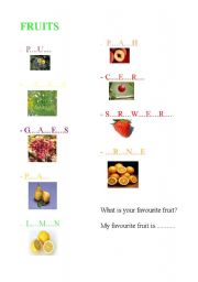 English Worksheet: Fruits
