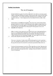 English Worksheet: The Art of Deception - reading comprehension