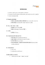 English Worksheet: Inversions