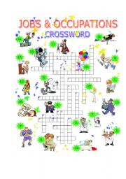 English Worksheet: Jobs & Occupations CROSSWORD