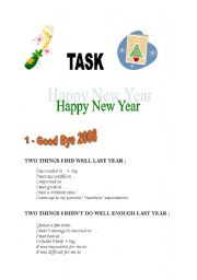 English Worksheet: HAPPY NEW YEAR TASK