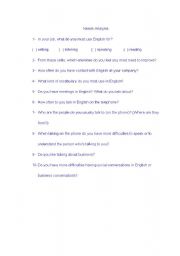 English Worksheet: Needs Analysis