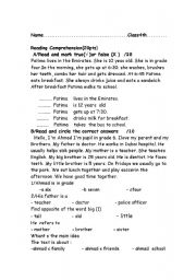 English Worksheet: Reading