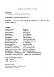 English Worksheet: Grammar rules - for the teacher when correcting essays