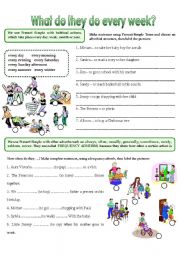 English Worksheet: WHAT DO THEY DO EVERY WEEK>