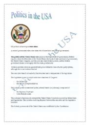 English Worksheet: Politics in the USA