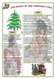 English Worksheet: THE ORIGIN OF THE CHRISTMAS TREE