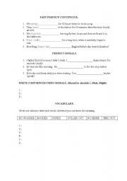 English worksheet: past perfect cont modals test