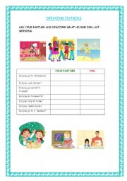 English Worksheet: SPEAKING IN PAIRS